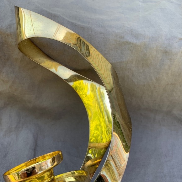 Mid Century Metal Wall Sconce Candle Holder Brass Gold Retro Decor MASCOT Atomic - Picture 4 of 9